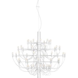 2097/50 lysekrone LED m. klare pærer, mat hvid