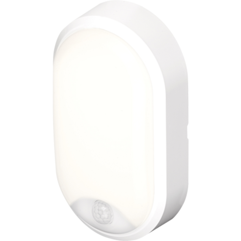 4lite Pylus Oval udendørs væglampe med sensor, hvid