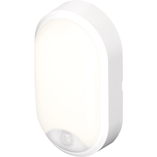 4lite Pylus Oval udendørs væglampe med sensor, hvid