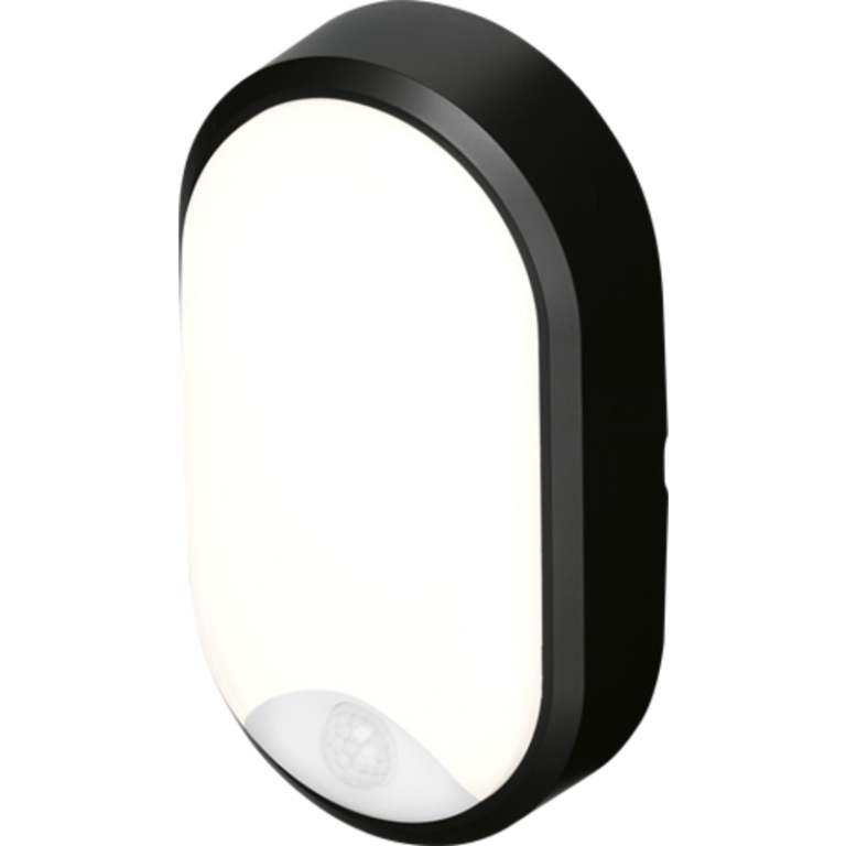 4lite Pylus Oval udendørs væglampe med sensor, sort