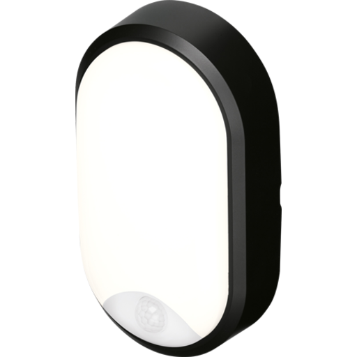 4lite Pylus Oval udendørs væglampe med sensor, sort