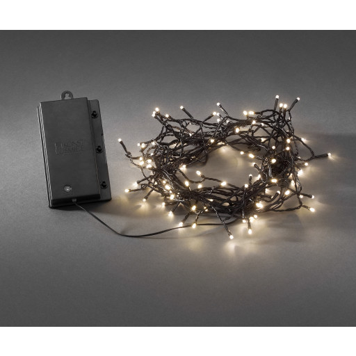 6 stk Konstsmide udendørs lyskæde, batteri, 120 varm hvide lys, 11,9 meter