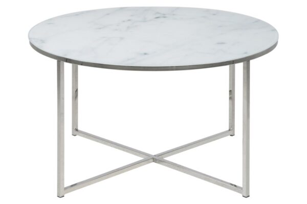 ACT NORDIC Alisma sofabord - glasplade, m. marmor print, rundt (Ø:80)