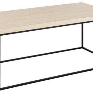 ACT NORDIC Barossa sofabord, rektangulær - travertin ru melamin og sort stål (110x55)
