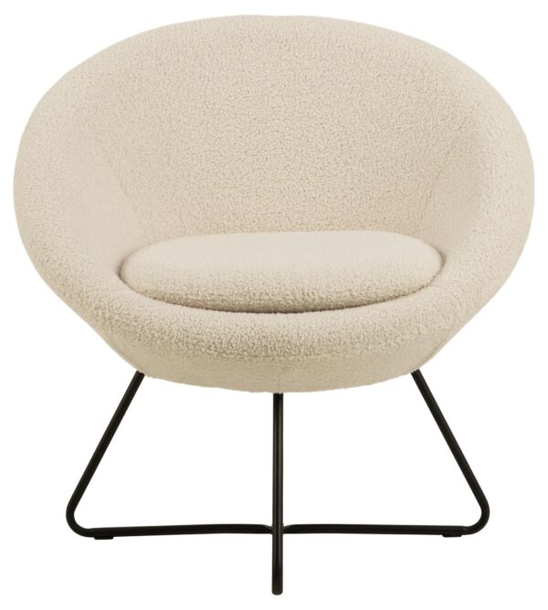 ACT NORDIC Center loungestol, m. armlæn - creme polyester og sort metal