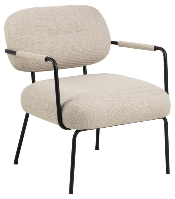 ACT NORDIC Dillon loungestol, m. armlæn - beige stof og sort stål