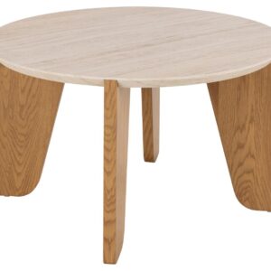 ACT NORDIC Dockland sofabord, rund - travertin ru papir og mat vild eg ru papir (Ø80)