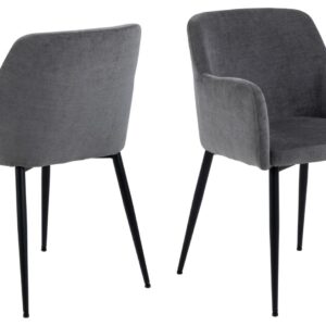 ACT NORDIC Karen spisebordsstol, m. armlæn - mørkegrå polyester og sort metal