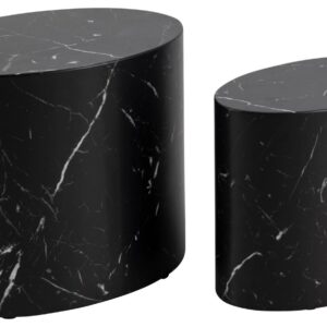 ACT NORDIC Mice sofabord, oval - sort Marquina marmorpapir (sæt af 2)