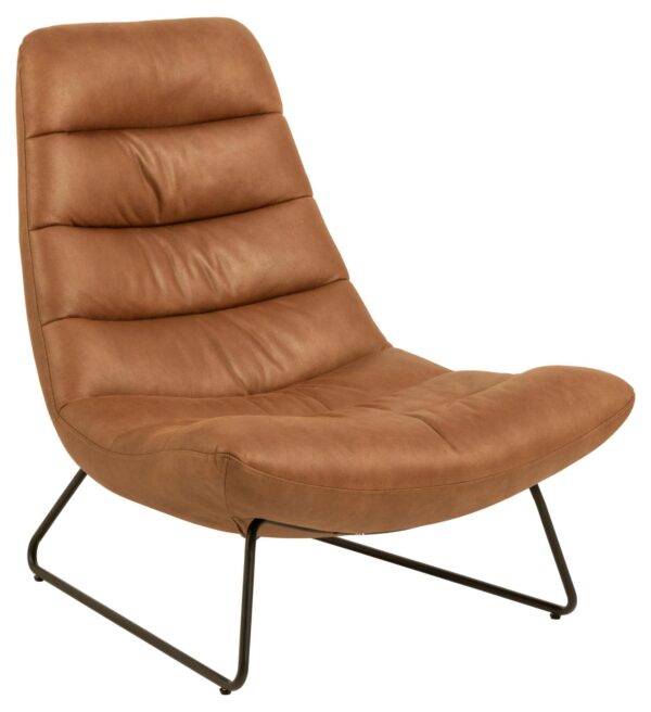 ACT NORDIC Milford loungestol - cognac stof og sort metal
