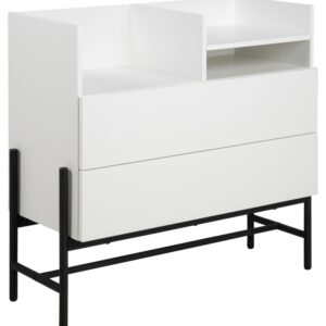 ACT NORDIC Norse kommode, m. 1 hylde og 2 skuffer - hvid MDF og sort metal (95x42,2)