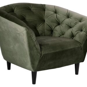 ACT NORDIC Ria lænestol, m. armlæn og indsyninger - skovgrøn stof og sort gummitræ