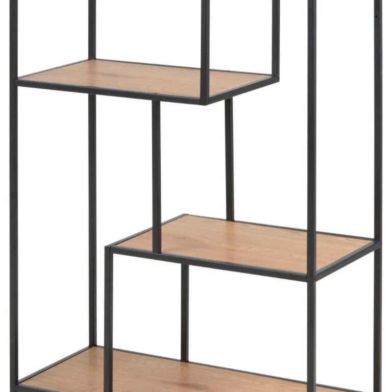 ACT NORDIC Seaford reol, m. 3 hylder - mat vild eg ru papir og mat sort ru stål