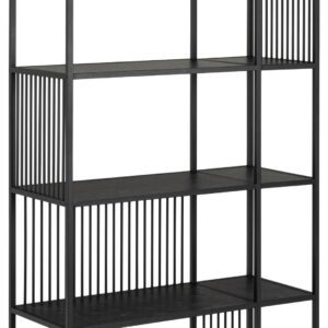 ACT NORDIC Strington reol, m. 5 hylder - mat sort Izmir ru melamin og mat sort stål