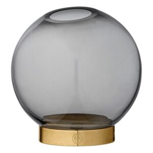 AYTM GLOBE Vase M. Stand Sort/Guld Ø10 cm