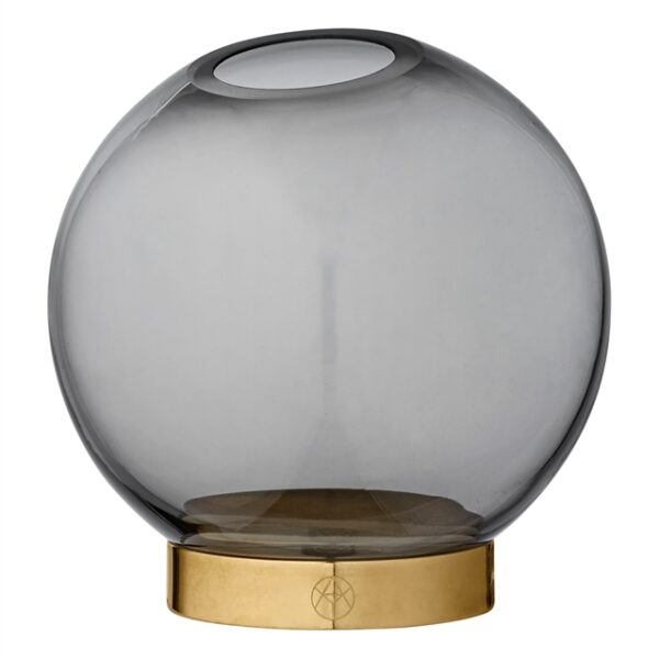 AYTM GLOBE Vase M. Stand Sort/Guld Ø10 cm