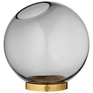 AYTM GLOBE Vase M. Stand Sort/Guld Ø21 cm