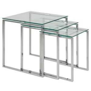 Act Nordic Katrine indskudsborde - klar glas og krom metal (sæt af 3)