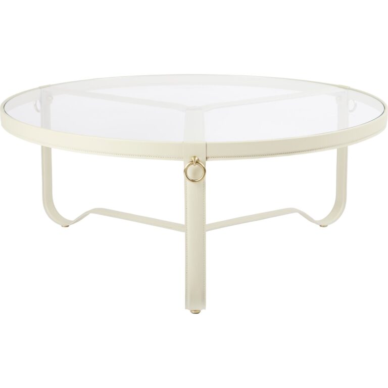 Adnet Sofabord Ø100 Cream Læder/Transparent Glas