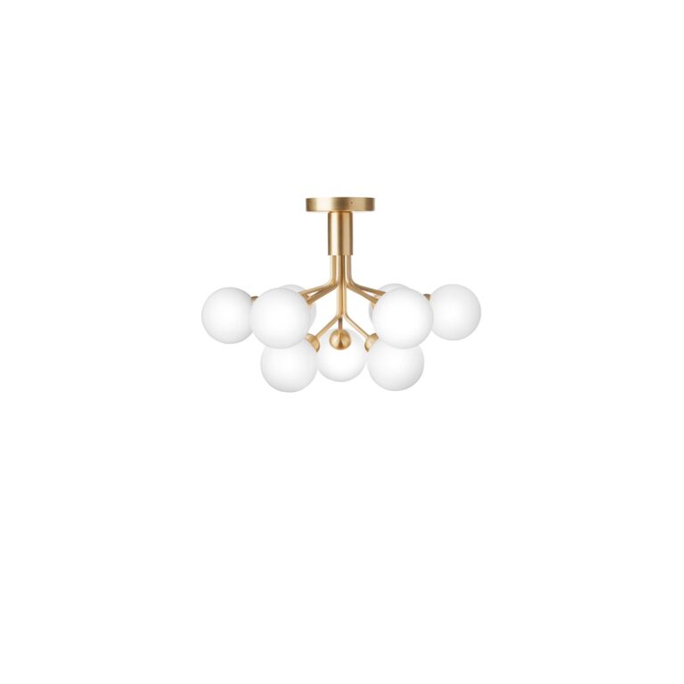 Apiales 9 Loftlampe Messing og Opal Glas