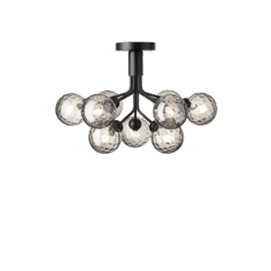 Apiales 9 loftlampe, satin sort/optic smoked glas