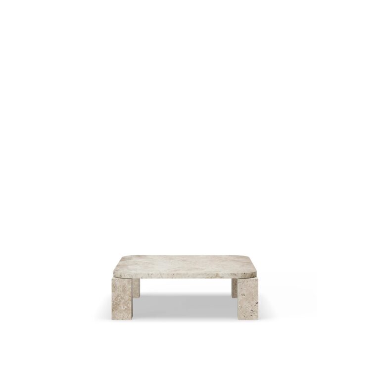 Atlas Sofabord 820x820 Unfilled Travertine