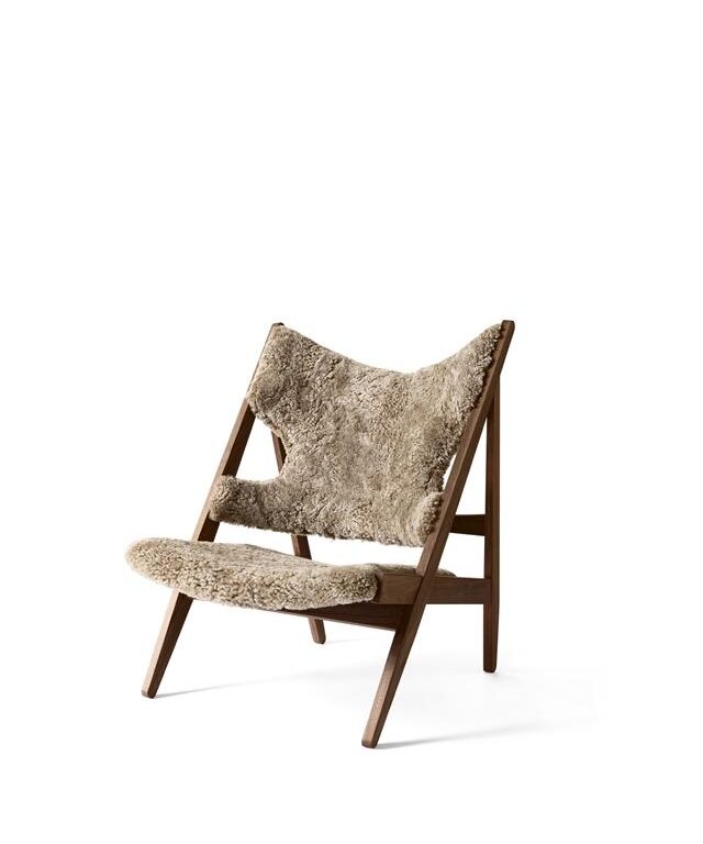 Audo Knitting Lænestol Fåreskind Polstret med Valnødsbase