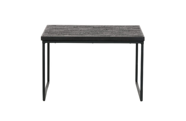 BEPUREHOME Collection sidebord, kvadratisk - sort genbrugt teak og metal (60x60)