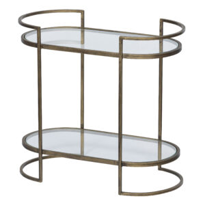 BEPUREHOME Collection sidebord, m. 1 hylde - glas og antik messing metal (60x32)