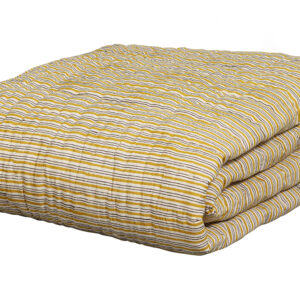 BEPUREHOME Comforting Spices chevron quilt/plaid m. tryk, håndquiltet - sennep/sort bomuld (220x265)