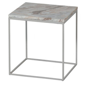 BEPUREHOME Mellow sidebord, kvadratisk - mist marmor og metal (40x40)