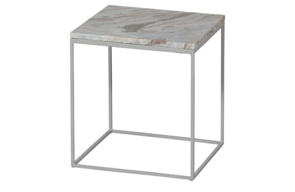 BEPUREHOME Mellow sidebord, kvadratisk - mist marmor og metal (40x40)