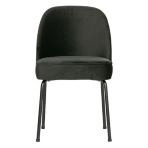 BEPUREHOME Vogue spisebordsstol - sort fløjl polyester og sort metal