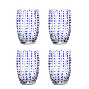 BLOOMINGVILLE Brinley Drikkeglas, Blå, Glas (D7,5xH11 cm, Sæt af 4)