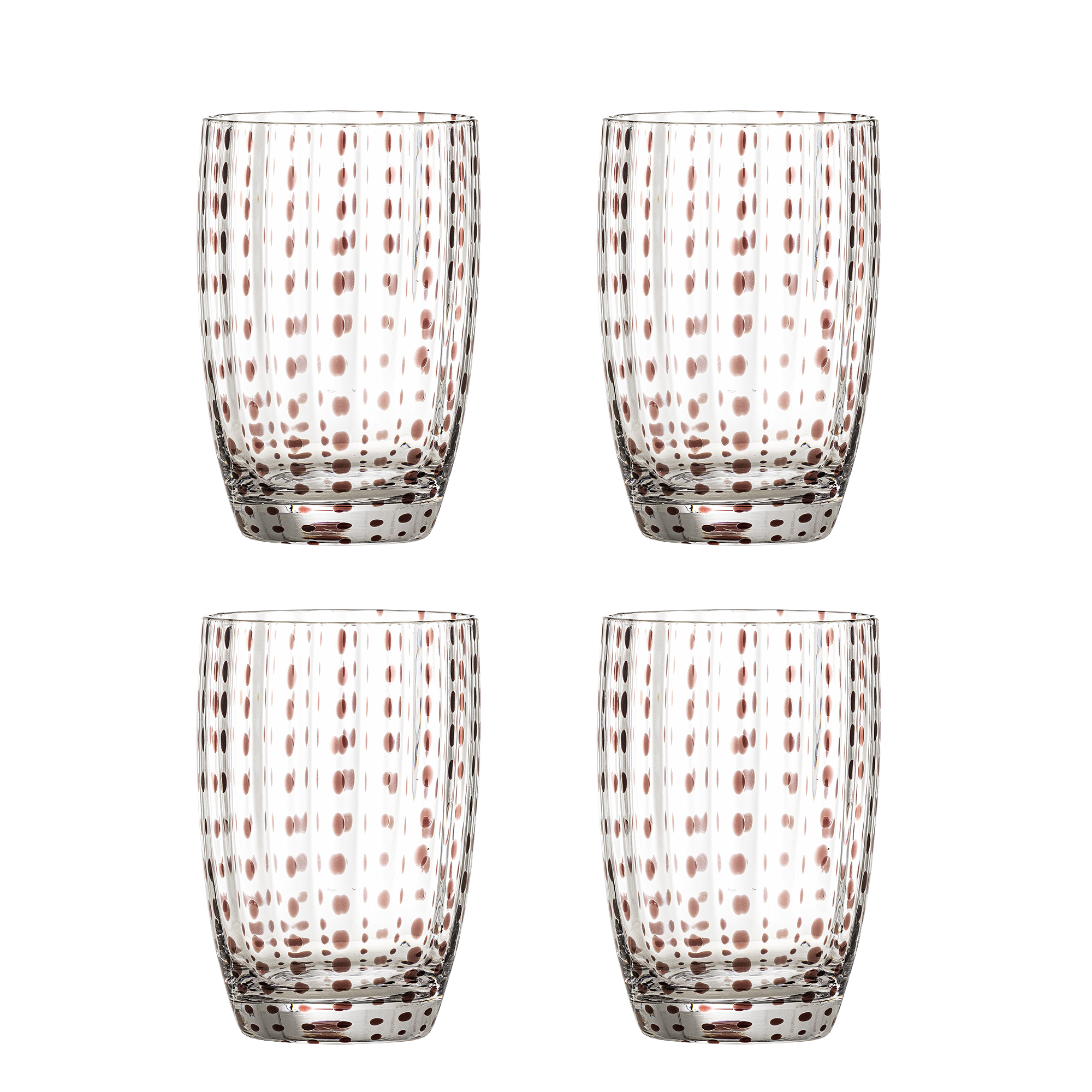 BLOOMINGVILLE Brinley Drikkeglas, Brun, Glas (D7,5xH11 cm, Sæt af 4)