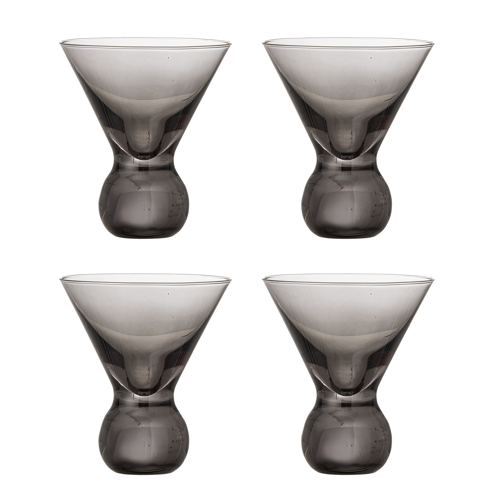 BLOOMINGVILLE Corliss Cocktailglas, Grå, Glas (D9,5xH11 cm, Sæt af 4)