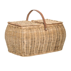 BLOOMINGVILLE Gor Kurv m/Låg, Natur, Rattan, L44xH26xW26 cm