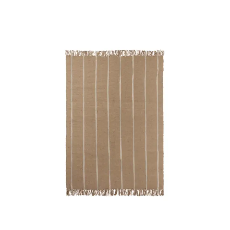 BROSTE COPENHAGEN Yuki gulvtæppe, rektangulær - natur jute og hvid bomuld (200x140)