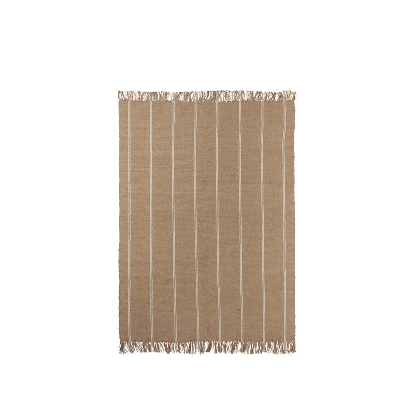BROSTE COPENHAGEN Yuki gulvtæppe, rektangulær - natur jute og hvid bomuld (200x140)