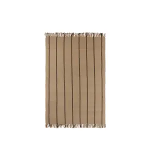 BROSTE COPENHAGEN Yuki gulvtæppe, rektangulær - natur jute og sort bomuld (200x140)