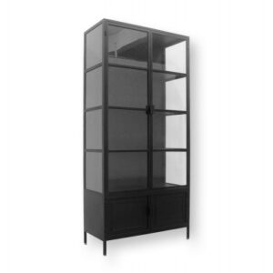 Brande Vitrineskab i Metal - 92x40x201,5 cm - Sort