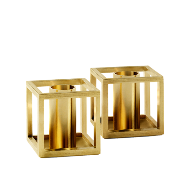 By Lassen Kubus Micro Lysestage Gold Plated 2 Stk.