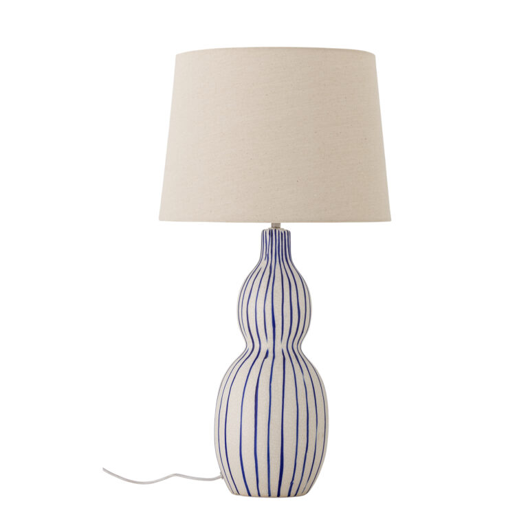 CREATIVE COLLECTION Gavisa bordlampe - natur hør og blå stentøj