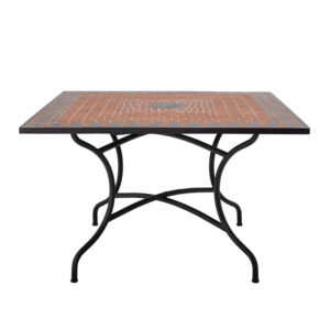 CREATIVE COLLECTION Hellen spisebord, kvadratisk - rød sten/keramik og sort jern (110x110)
