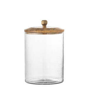 CREATIVE COLLECTION Mariola krukke, m. låg i naturtræ - klar glas