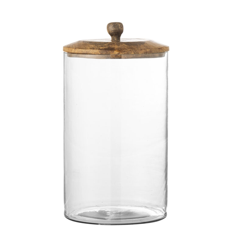 CREATIVE COLLECTION Mariola krukke, m. låg - klar glas og træ