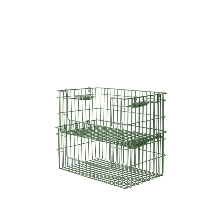 Cala Åben Stabelbar Kurv H13 cm Sæt af 2 Verdant Green