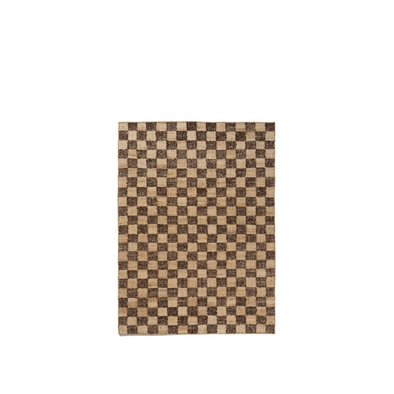 Check Wool Jute Gulvtæppe 140x200 Coffee/Natural