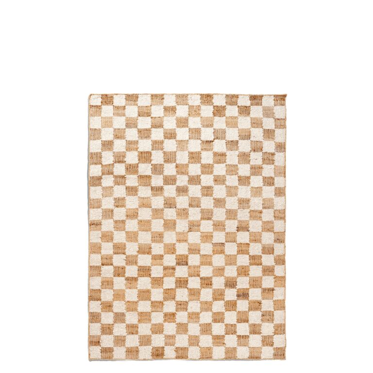 Check Wool Jute Gulvtæppe 140x200 Off-White/Natural
