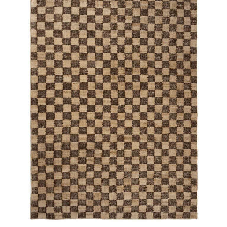 Check Wool Jute Gulvtæppe 200x300 Coffee/Natural